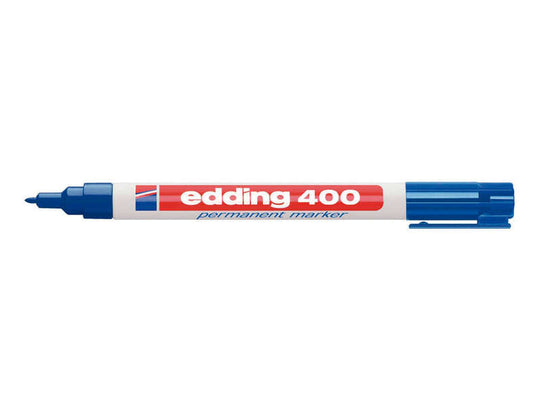 Edding 400 Rotulador Permanente - Punta Redonda - Trazo 1 mm. - Recargable - Secado Rapido - Color Azul - Cantidad: 10