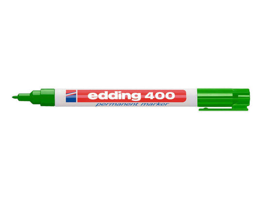 Edding 400 Rotulador Permanente - Punta Redonda - Trazo 1 mm. - Recargable - Secado Rapido - Color Verde - Cantidad: 10