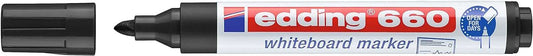 Edding 660 Rotulador para Pizarra Blanca - Punta Redonda - Trazo entre 1.5 y 3 mm. - Tinta Pigmentada - Recargable - Borrable en Seco - Color Negro - Cantidad: 10
