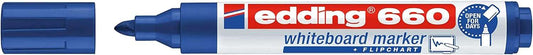 Edding 660 Rotulador para Pizarra Blanca - Punta Redonda - Trazo entre 1.5 y 3 mm. - Tinta Pigmentada - Recargable - Borrable en Seco - Color Azul - Cantidad: 10