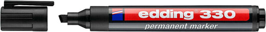 Edding 330 Rotulador Permanente - Punta Biselada - Trazo entre 1 y 5 mm. - Tinta casi Inodora - Capuchon con Clip - Secado Rapido - Color Negro - Cantidad: 10