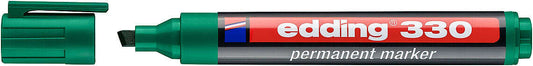 Edding 330 Rotulador Permanente - Punta Biselada - Trazo entre 1 y 5 mm. - Tinta casi Inodora - Capuchon con Clip - Secado Rapido - Color Verde - Cantidad: 10