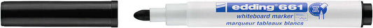 Edding 661 Rotulador para Pizarra Blanca - Punta Redonda - Trazo entre 1 y 2 mm. - Tinta Pigmentada - Borrable en Seco - Color Negro - Cantidad: 10