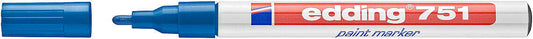 Edding 751 Rotulador Permanente - Punta Redonda - Trazo entre 1 y 2 mm. - Tinta Opaca - Secado Rapido - Color Azul - Cantidad: 10