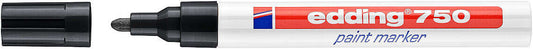 Edding 750 Rotulador Permanente - Punta Redonda - Trazo entre 2 y 4 mm. - Tinta Opaca - Secado Rapido - Color Negro - Cantidad: 10