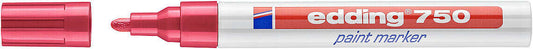 Edding 750 Rotulador Permanente - Punta Redonda - Trazo entre 2 y 4 mm. - Tinta Opaca - Secado Rapido - Color Rojo - Cantidad: 10