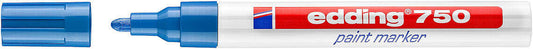 Edding 750 Rotulador Permanente - Punta Redonda - Trazo entre 2 y 4 mm. - Tinta Opaca - Secado Rapido - Color Azul - Cantidad: 10