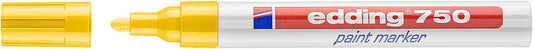 Edding 750 Rotulador Permanente - Punta Redonda - Trazo entre 2 y 4 mm. - Tinta Opaca - Secado Rapido - Color Amarillo - Cantidad: 10