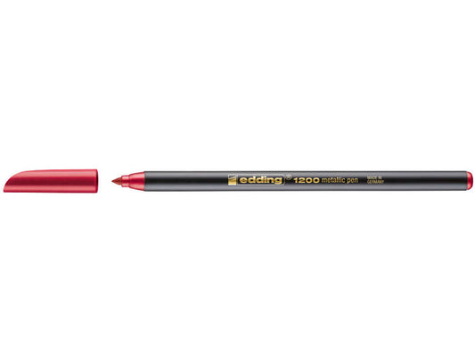 Edding 1200 Rotulador - Punta Redonda - Trazo 1mm - Tinta con Base de Agua - Color Rojo Metalizado