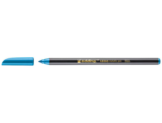 Edding 1200 Rotulador - Punta Redonda - Trazo 1mm - Tinta con Base de Agua - Color Azul Metalizado - Cantidad: 10