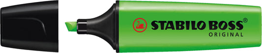 Stabilo Boss 70 Rotulador Marcador Fluorescente - Trazo entre 2 y 5mm - Recargable - Tinta con Base de Agua - Color Verde Fluorescente - Cantidad: 10