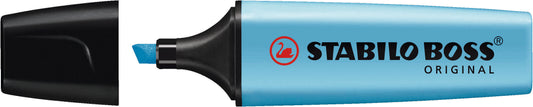 Stabilo Boss 70 Rotulador Marcador Fluorescente - Trazo entre 2 y 5mm - Recargable - Tinta con Base de Agua - Color Azul Fluorescente - Cantidad: 10