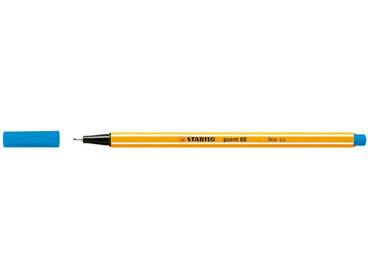 Stabilo Point 88 Rotulador de Punta Fina de Fibra - Trazo de 0.4 mm - Tinta con Base de Agua - Color Azul - Cantidad: 10