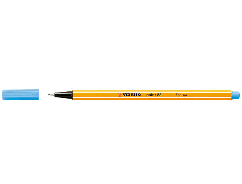Stabilo Point 88 Rotulador de Punta Fina de Fibra - Trazo de 0.4 mm - Tinta con Base de Agua - Color Azul Celeste - Cantidad: 10