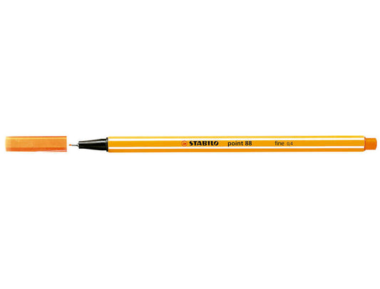 Stabilo Point 88 Rotulador de Punta Fina de Fibra - Trazo de 0.4 mm - Tinta con Base de Agua - Color Naranja - Cantidad: 10