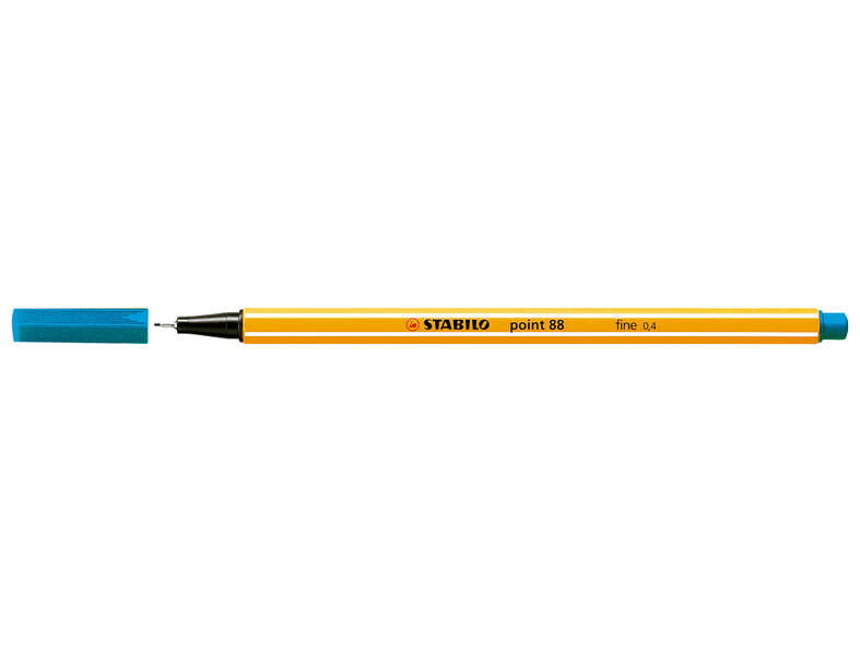 Stabilo Point 88 Rotulador de Punta Fina de Fibra - Trazo de 0.4 mm - Tinta con Base de Agua - Color Azul Turquesa - Cantidad: 10