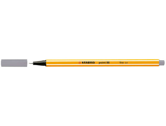 Stabilo Point 88 Rotulador de Punta Fina de Fibra - Trazo de 0.4 mm - Tinta con Base de Agua - Color Gris Oscuro - Cantidad: 10
