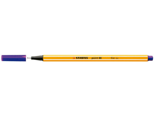 Stabilo Point 88 Rotulador de Punta Fina de Fibra - Trazo de 0.4 mm - Tinta con Base de Agua - Color Violeta - Cantidad: 10