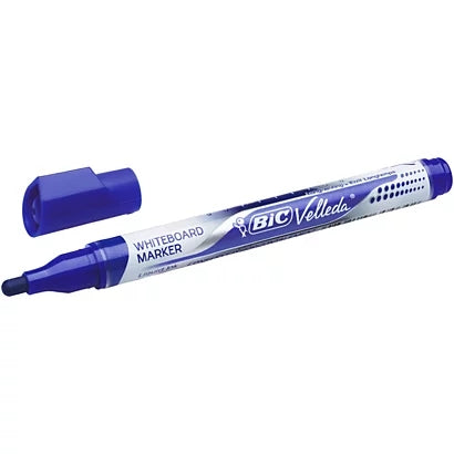 Bic Velleda Liquid Ink Marcador para Pizarra - Punta Media - Trazo 2.3mm - Tinta Liquida con Base de Alcohol - Color Azul - Cantidad: 12