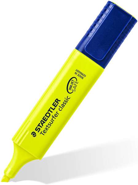 Staedtler Textsurfer Classic 364 Marcador Fluorescente - Punta Biselada - Trazo entre 1 - 5mm - Tinta con Base de Agua - Color Amarillo - Cantidad: 10