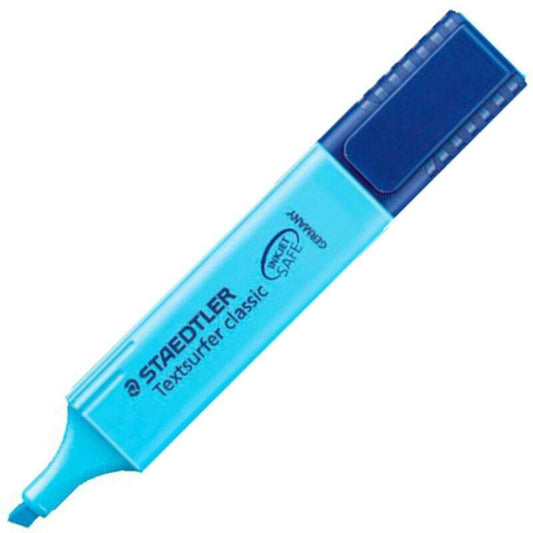 Staedtler Textsurfer Classic 364 Marcador Fluorescente - Punta Biselada - Trazo entre 1 - 5mm - Tinta con Base de Agua - Color Azul - Cantidad: 10