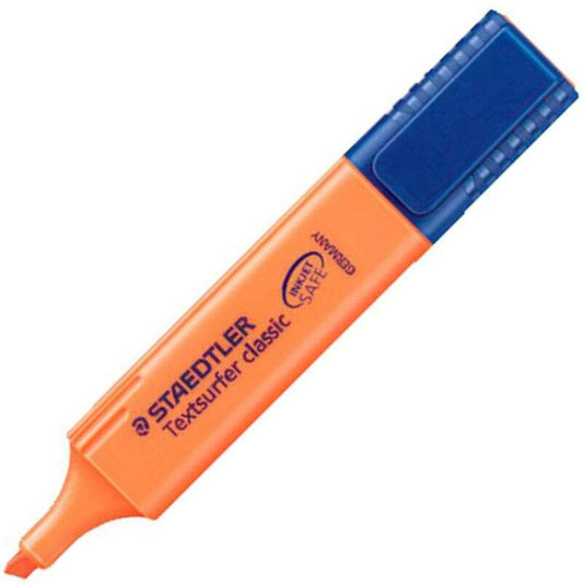 Staedtler Textsurfer Classic 364 Marcador Fluorescente - Punta Biselada - Trazo entre 1 - 5mm - Tinta con Base de Agua - Color Naranja - Cantidad: 10
