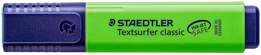 Staedtler Textsurfer Classic 364 Marcador Fluorescente - Punta Biselada - Trazo entre 1 - 5mm - Tinta con Base de Agua - Color Verde - Cantidad: 10