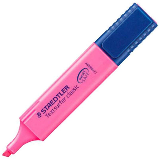 Staedtler Textsurfer Classic 364 Marcador Fluorescente - Punta Biselada - Trazo entre 1 - 5mm - Tinta con Base de Agua - Color Rosa - Cantidad: 10