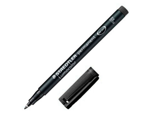 Staedtler Lumocolor 318 Rotulador Permanente - Punta Fina Redonda - Trazo 0.6mm - Capuchon con Clip - Secado Rapido - Color Negro - Cantidad: 10