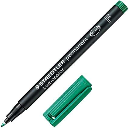 Staedtler Lumocolor 318 Rotulador Permanente - Punta Fina Redonda - Trazo 0.6mm - Capuchon con Clip - Secado Rapido - Color Verde - Cantidad: 10