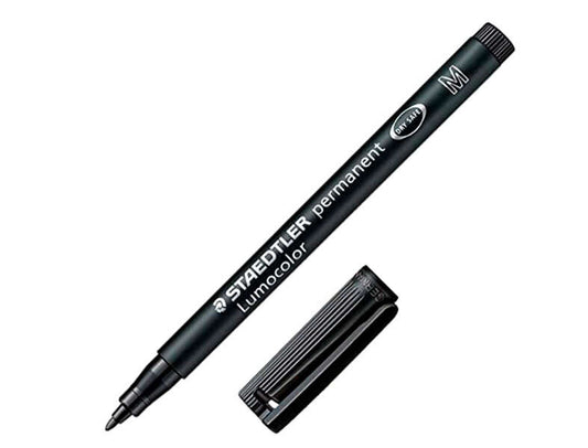 Staedtler Lumocolor 317 Rotulador Permanente - Punta Media Redonda - Trazo 1mm Aprox - Capuchon con Clip - Secado Rapido - Color Negro - Cantidad: 10