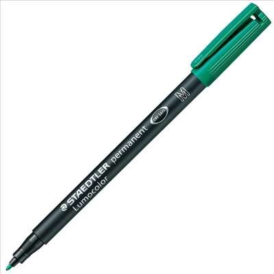 Staedtler Lumocolor 317 Rotulador Permanente - Punta Media Redonda - Trazo 1mm Aprox - Capuchon con Clip - Secado Rapido - Color Verde - Cantidad: 10
