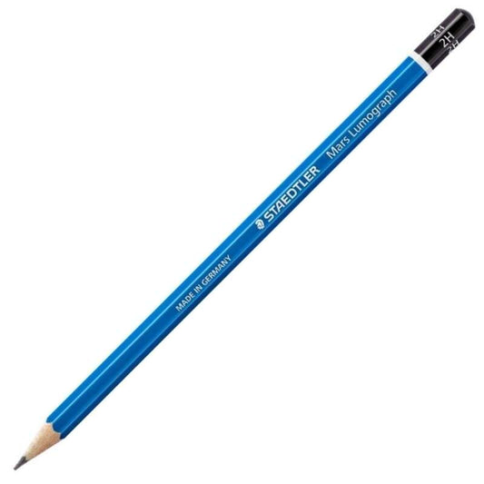 Staedtler Mars Lumograph 100 Lapiz de Grafito Hexagonal - Mina 2H Ultrarresistente de 2mm - Madera de Bosques Sostenibles - Caja de 12 ud - Cantidad: 12
