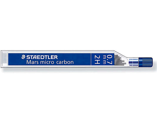 Staedtler Mars Micro Carbon 250 Tubo de 12 Minas de Grafito - Dureza 2H - Trazo 0.7mm - Alta Resistencia - Cantidad: 12