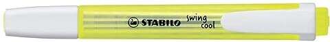 Stabilo Swing Cool Marcador Fluorescente - Cuerpo Plano - Punta Biselada - Trazo entre 1 y 4mm - Tinta con Base de Agua - Antisecado - Color Amarillo Fluorescente - Cantidad: 10