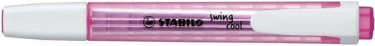 Stabilo Swing Cool Marcador Fluorescente - Cuerpo Plano - Punta Biselada - Trazo entre 1 y 4mm - Tinta con Base de Agua - Antisecado - Color Rosa - Cantidad: 10