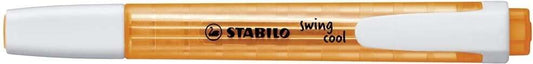 Stabilo Swing Cool Marcador Fluorescente - Cuerpo Plano - Punta Biselada - Trazo entre 1 y 4mm - Tinta con Base de Agua - Antisecado - Color Naranja - Cantidad: 10