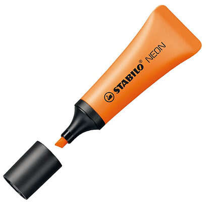 Stabilo Neon 72 Marcador Fluorescente - Trazo entre 2 y 5mm - Tinta con Base de Agua - Cuerpo en Forma de Tubo - Color Naranja - Cantidad: 10