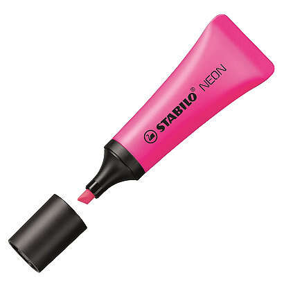 Stabilo Neon 72 Marcador Fluorescente - Trazo entre 2 y 5mm - Tinta con Base de Agua - Cuerpo en Forma de Tubo - Color Rosa - Cantidad: 10