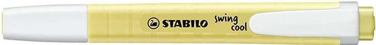 Stabilo Swing Cool Pastel Marcador Fluorescente - Cuerpo Plano - Punta Biselada - Trazo entre 1 y 4mm - Tinta con Base de Agua - Color Amarillo Cremoso - Cantidad: 10