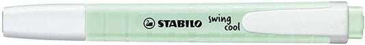 Stabilo Swing Cool Pastel Marcador Fluorescente - Cuerpo Plano - Punta Biselada - Trazo entre 1 y 4mm - Tinta con Base de Agua - Color Pizca de Menta - Cantidad: 10
