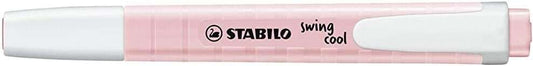 Stabilo Swing Cool Pastel Marcador Fluorescente - Cuerpo Plano - Punta Biselada - Trazo entre 1 y 4mm - Tinta con Base de Agua - Color Rubor Rosa - Cantidad: 10