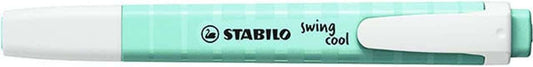 Stabilo Swing Cool Pastel Marcador Fluorescente - Cuerpo Plano - Punta Biselada - Trazo entre 1 y 4mm - Tinta con Base de Agua - Color Toque de Turquesa - Cantidad: 10