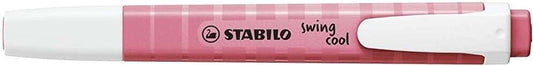 Stabilo Swing Cool Pastel Marcador Fluorescente - Cuerpo Plano - Punta Biselada - Trazo entre 1 y 4mm - Tinta con Base de Agua - Color Rosa Cerezo en Flor - Cantidad: 10