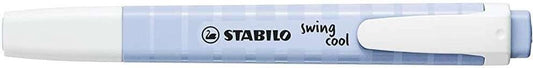 Stabilo Swing Cool Pastel Marcador Fluorescente - Cuerpo Plano - Punta Biselada - Trazo entre 1 y 4mm - Tinta con Base de Agua - Color Azul Nublado - Cantidad: 10