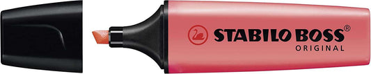 Stabilo Boss 70 Pastel Marcador Fluorescente - Trazo entre 2 y 5mm - Recargable - Tinta con Base de Agua - Color Rojo Coral Meloso - Cantidad: 10