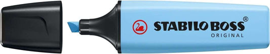 Stabilo Boss 70 Pastel Marcador Fluorescente - Trazo entre 2 y 5mm - Recargable - Tinta con Base de Agua - Color Azul Ventoso - Cantidad: 10