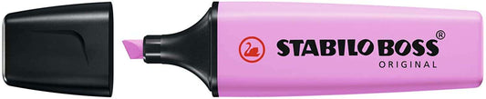 Stabilo Boss 70 Pastel Marcador Fluorescente - Trazo entre 2 y 5mm - Recargable - Tinta con Base de Agua - Color Fucsia Helado - Cantidad: 10