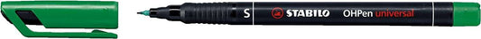 Stabilo OHPen Rotulador Permanente - Punta Superfina - Trazo de 0.4mm - Agarre Antideslizante - Tapon Ventilado - Color Verde - Cantidad: 10
