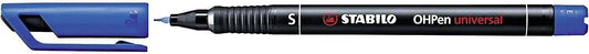 Stabilo OHPen Rotulador Permanente - Punta Superfina - Trazo de 0.4mm - Agarre Antideslizante - Tapon Ventilado - Color Azul - Cantidad: 10